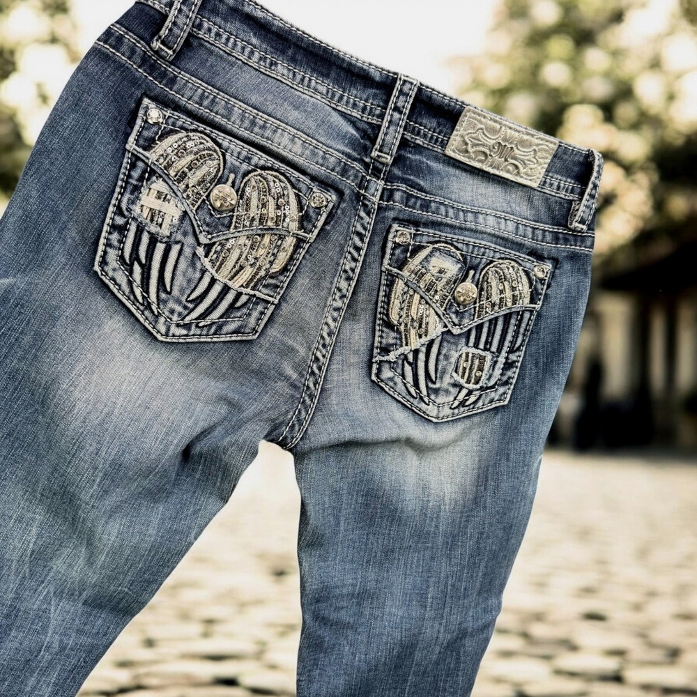 Miss Me Jeans Women 27 Signature Skinny Angel Wing Denim Embellished J3193SM